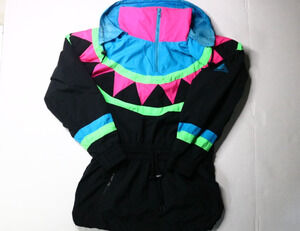 VTG 80s 90s Cima Skiwear Neon Colorblock Pullover Jacket Womens Size 8 Medium